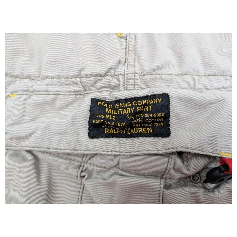 Vtg Polo Jeans Co Cargo Pants Mens 33X27 Ralph Lauren Military Style Paratrooper